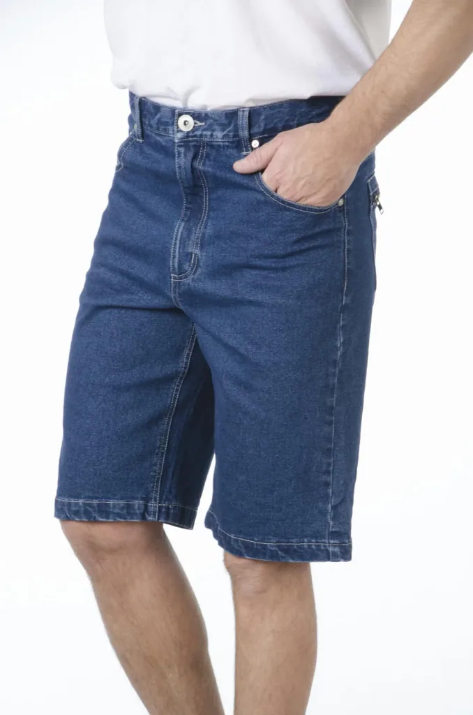Jeans shorts, bluestone, with 2 zipped back pockets, size 48