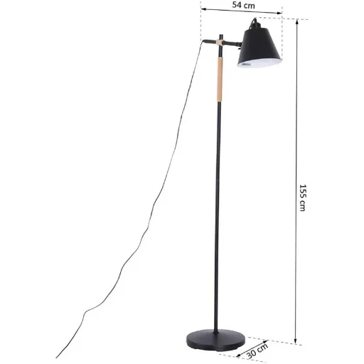 Floor lamp adjustable floor lamp 40W metal + wood black 54 x 30 x 155 cm