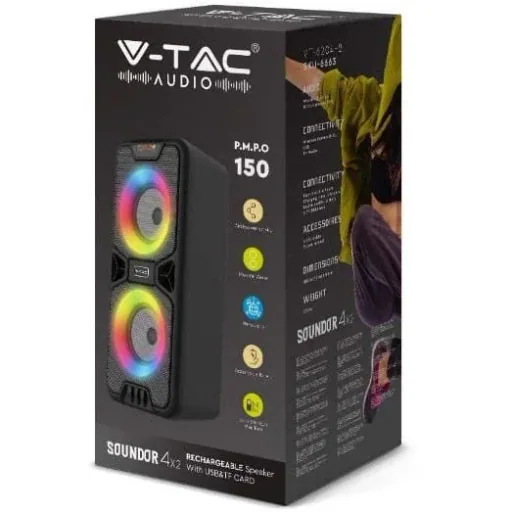 VT-6204-2 Mobile Speaker with Bluetooth and RGB - 2x 10W