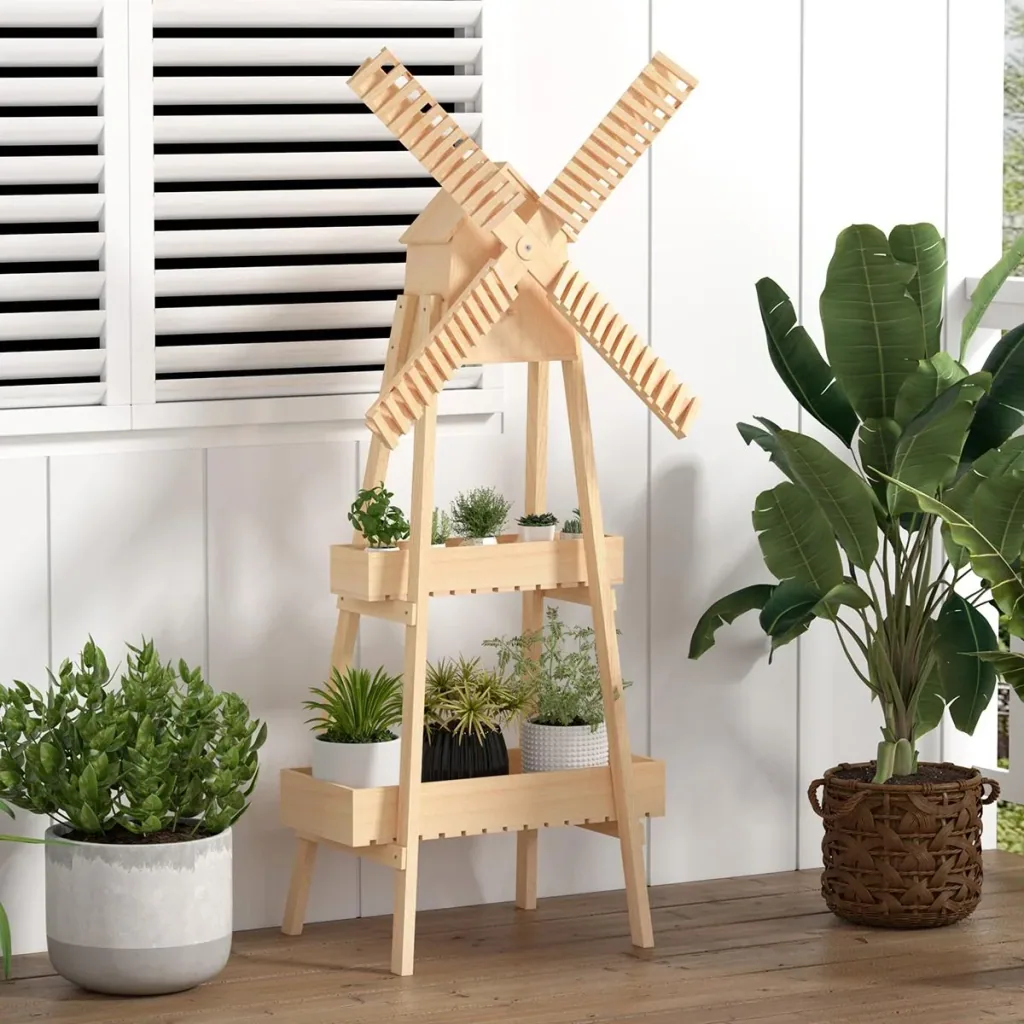 Plant shelf in windmill look natural