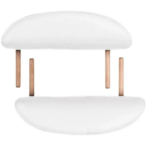 Folding massage table 10 cm thick with 2 neck rolls oval white