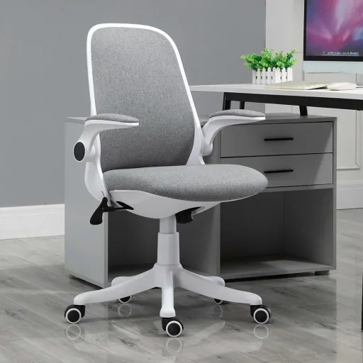 Office chair with rocking function, height adjustable, grey+white