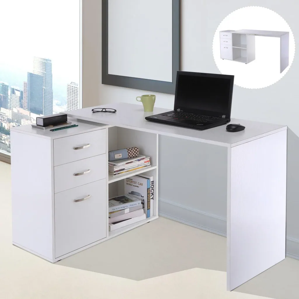 Corner desk MDF, white