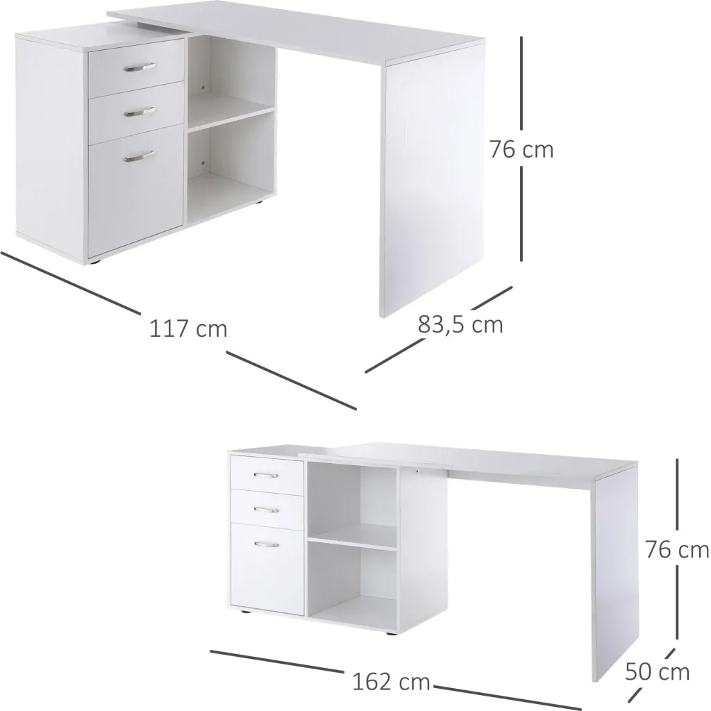 Corner desk MDF, white
