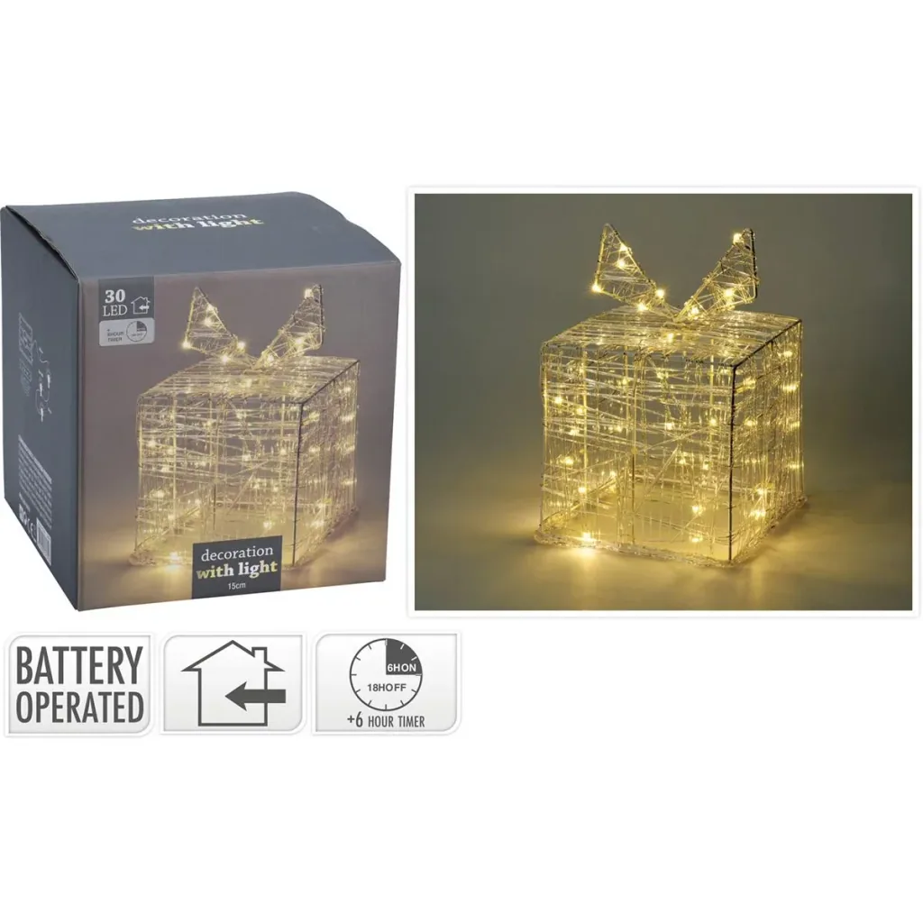 Christmas lights gift box 30 LED 15cm high