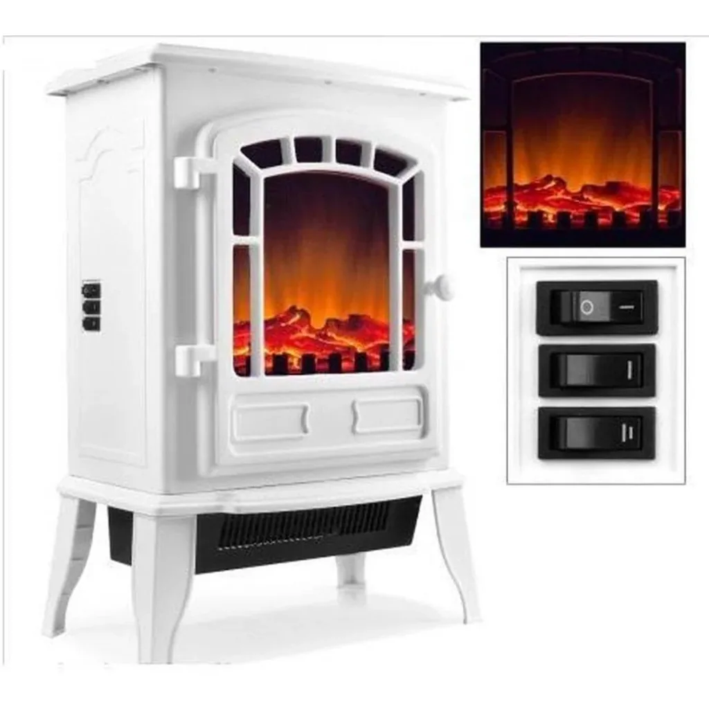Electric fireplace with heater and open flame effect 2000W white