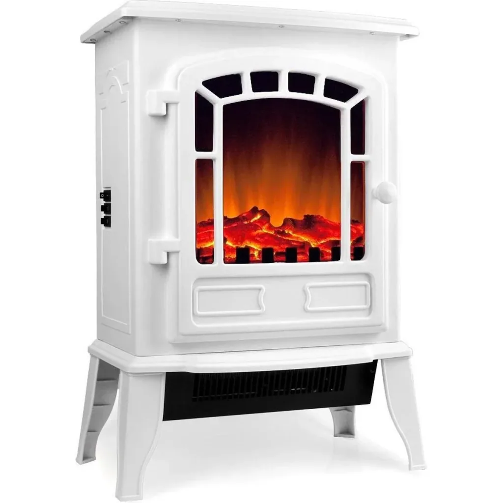 Electric fireplace with heater and open flame effect 2000W white