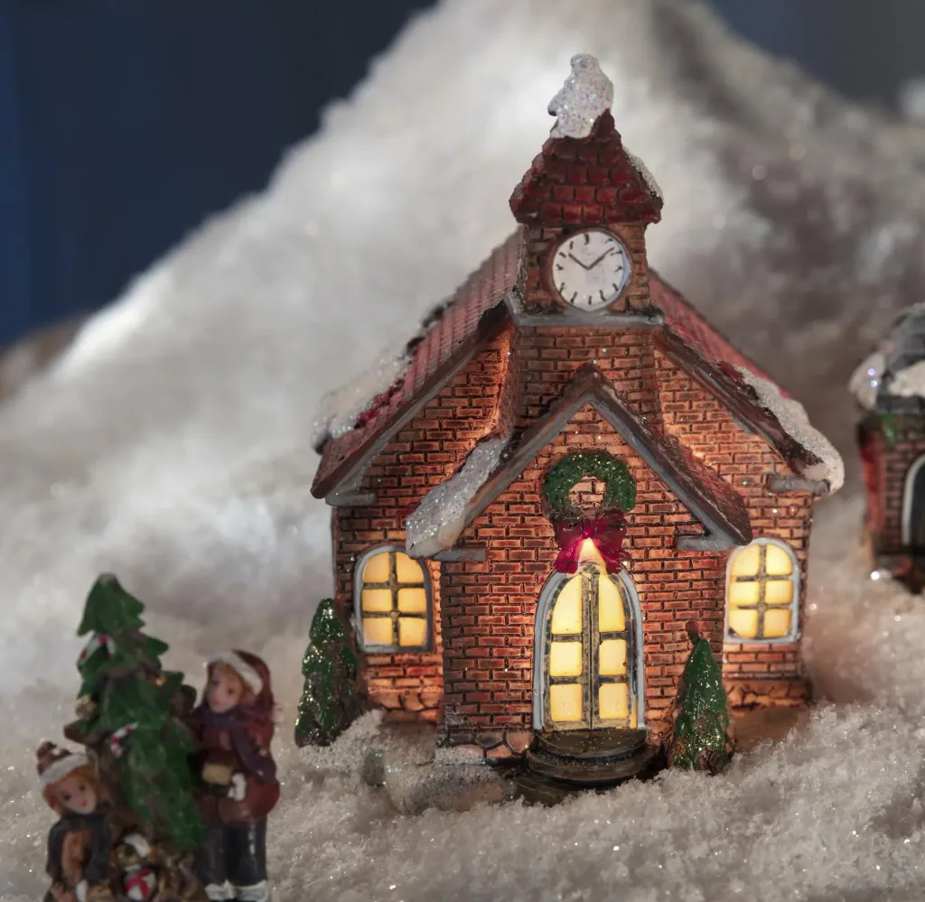 Christmas village set with lighting - 9 pieces
