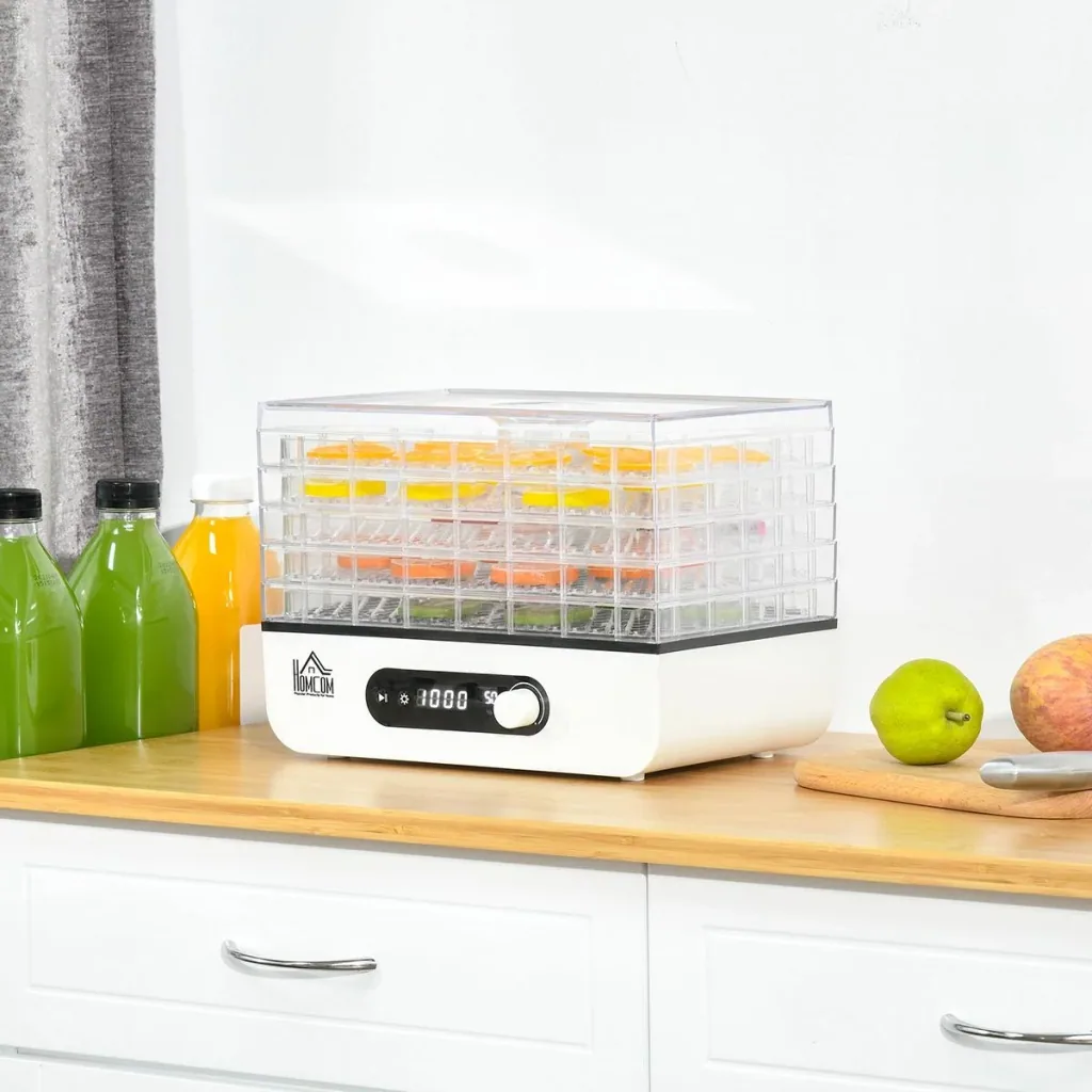 Dehydrator Dehydrator with 5 trays Dehydrator with 35-70° temperature control 72 hour timer 400 watt meat