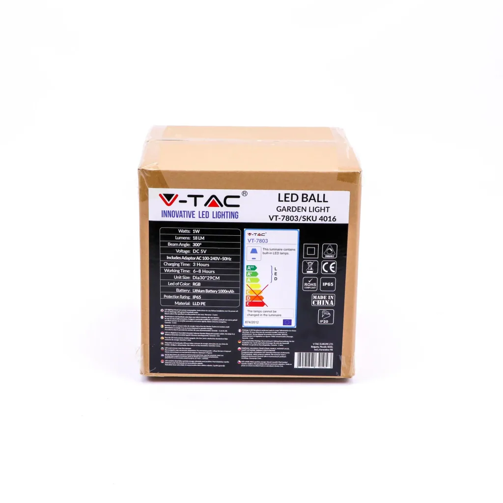 RGB Party Series VT-7803 LED Ball - RGB - including remote control - rechargeable - suitable for outdoor use