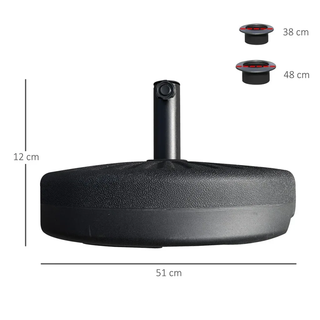 Parasol base 22 kg for parasol poles 38/48 mm cement black Ø51 x 12H cm