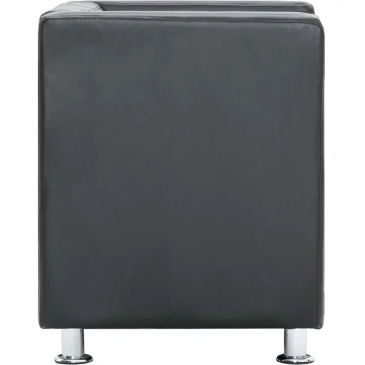Cube armchair, grey faux leather