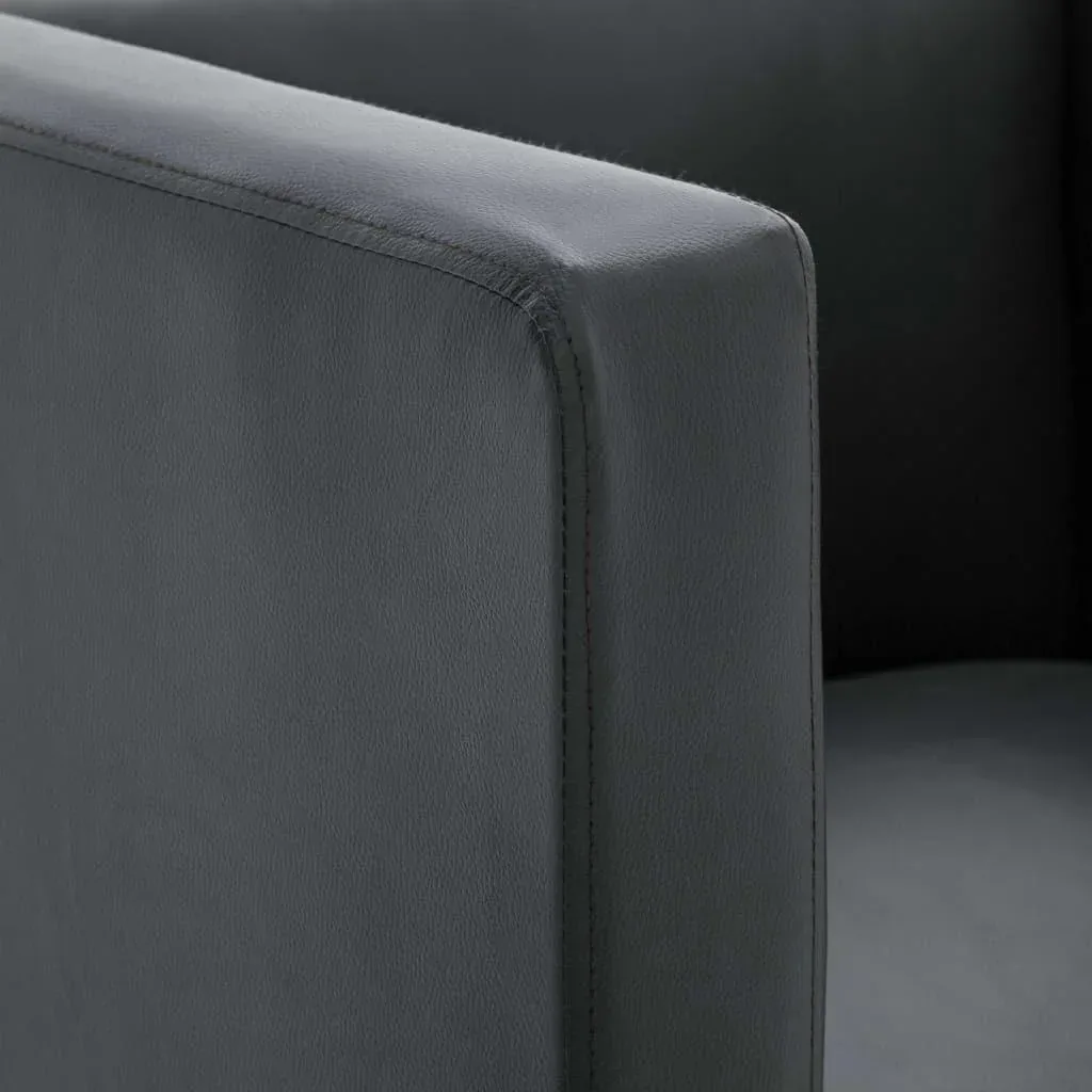 Cube armchair, grey faux leather