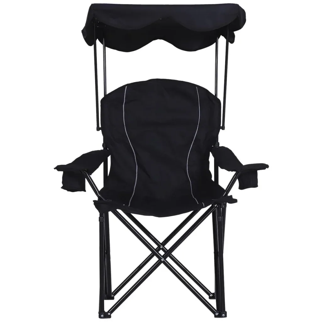 Camping chair with sunshade black