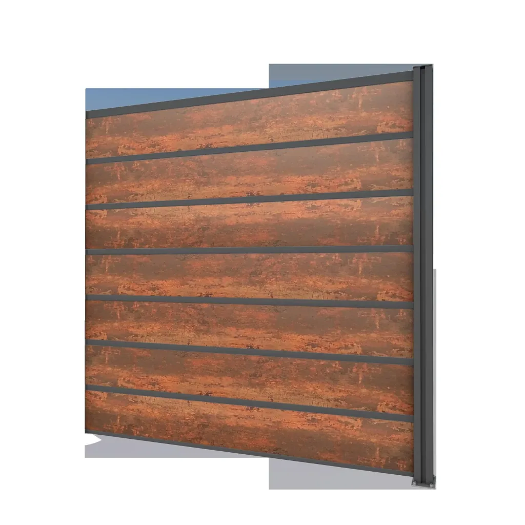 Privacy screen extension, anthracite, 1.94 x 1.86 m, laminated panels rust look