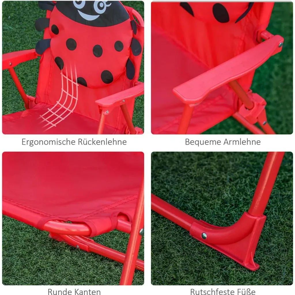 4-piece children's seating group garden garden table 2 folding chairs parasol camping children's seating set garden furniture for 3-5 years