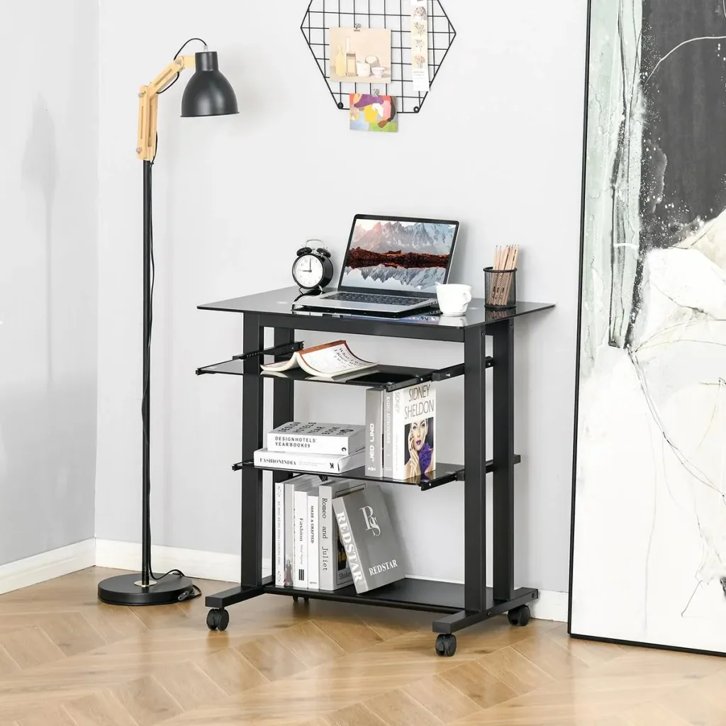 Computer desk corner desk angle desk desk office table PC modern simple style tempered glass iron pipe Sc