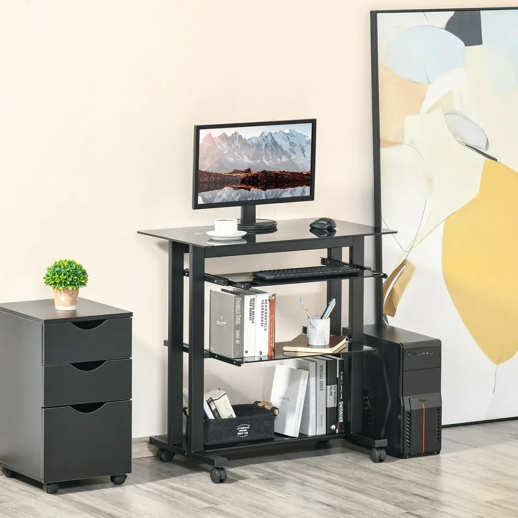 Computer desk corner desk angle desk desk office table PC modern simple style tempered glass iron pipe Sc