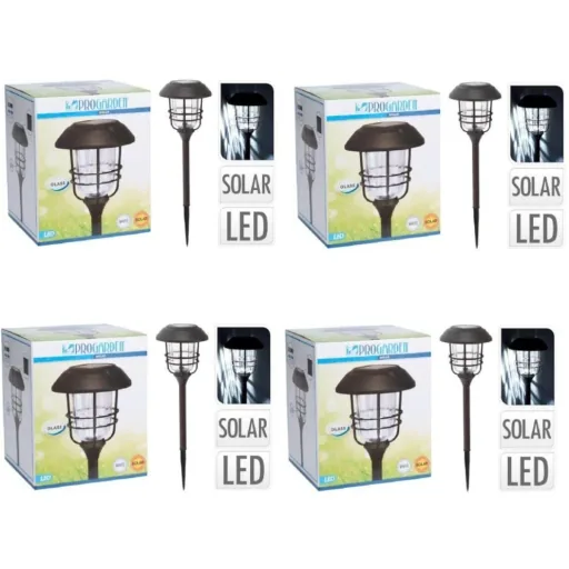 4x Progarden solar garden light 170 x 58.5 cm aluminum with glass