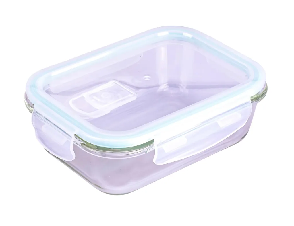 Glass food storage containers with microwave lid, set, rectangular, 4 pieces