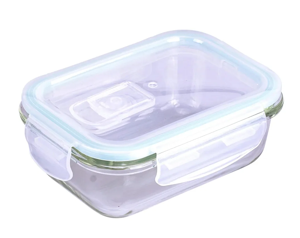 Glass food storage containers with microwave lid, set, rectangular, 4 pieces
