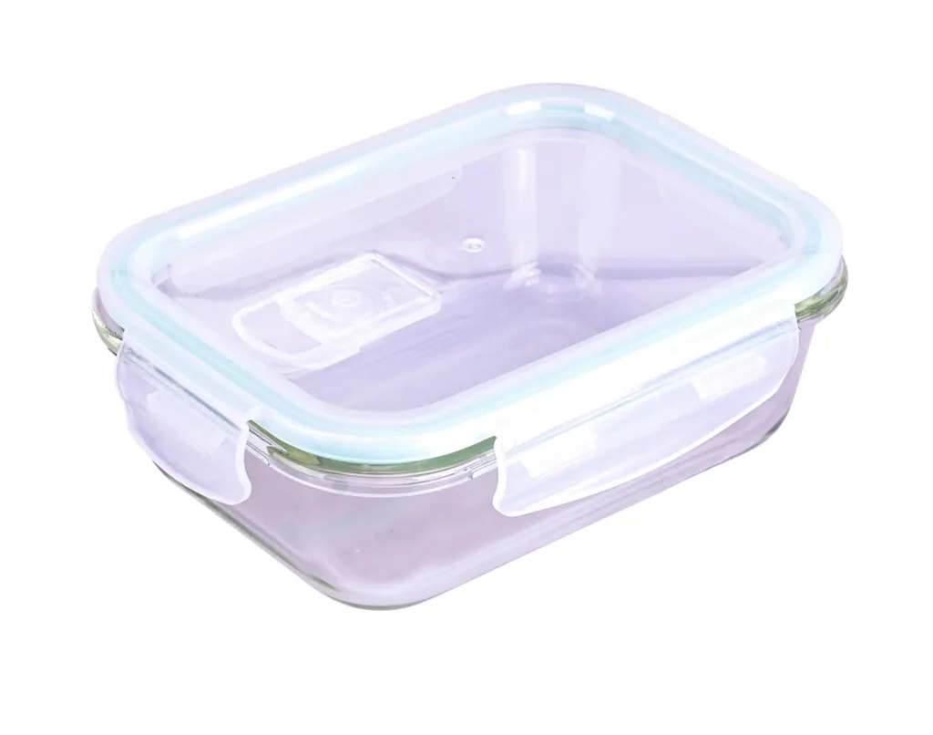 Glass food storage containers with microwave lid, set, rectangular, 4 pieces