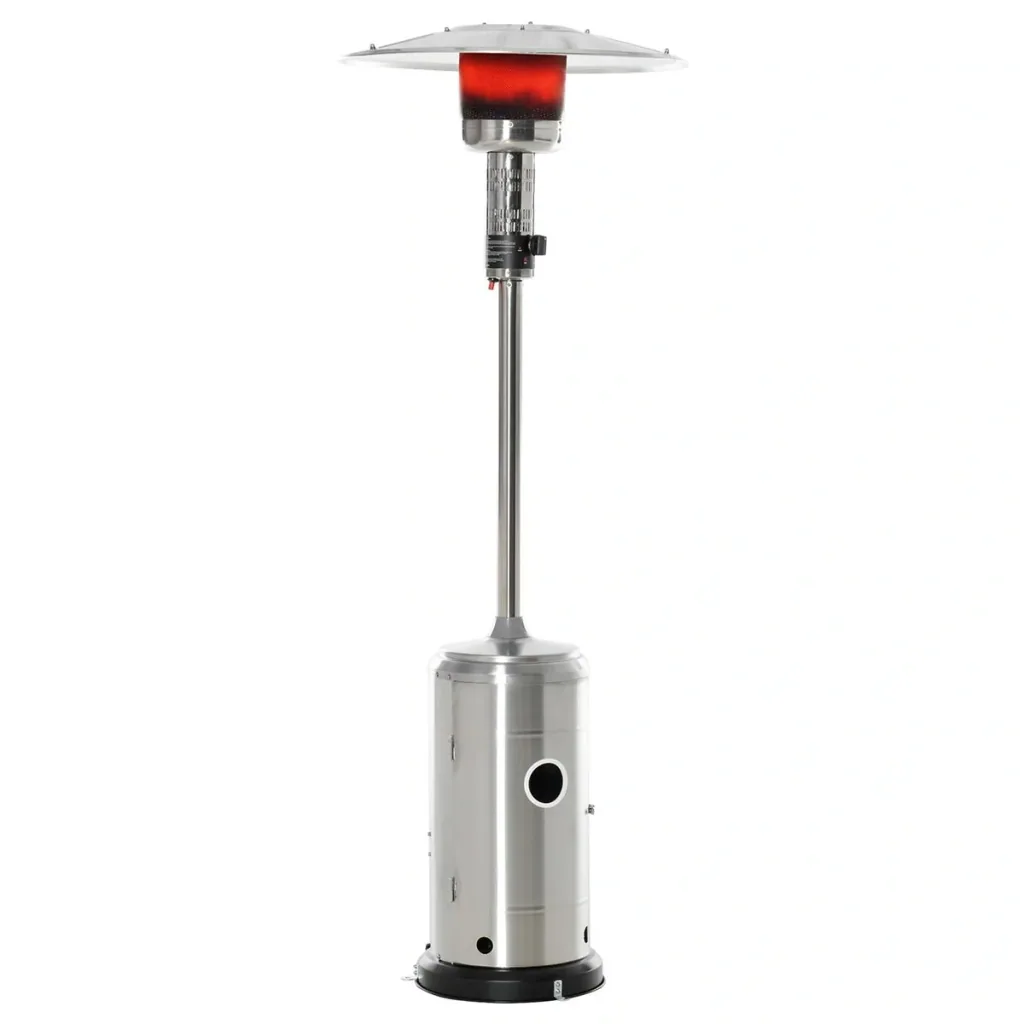 Patio heater with anti-tip switch, automatic safety shutdown, patio heater with wheels ro