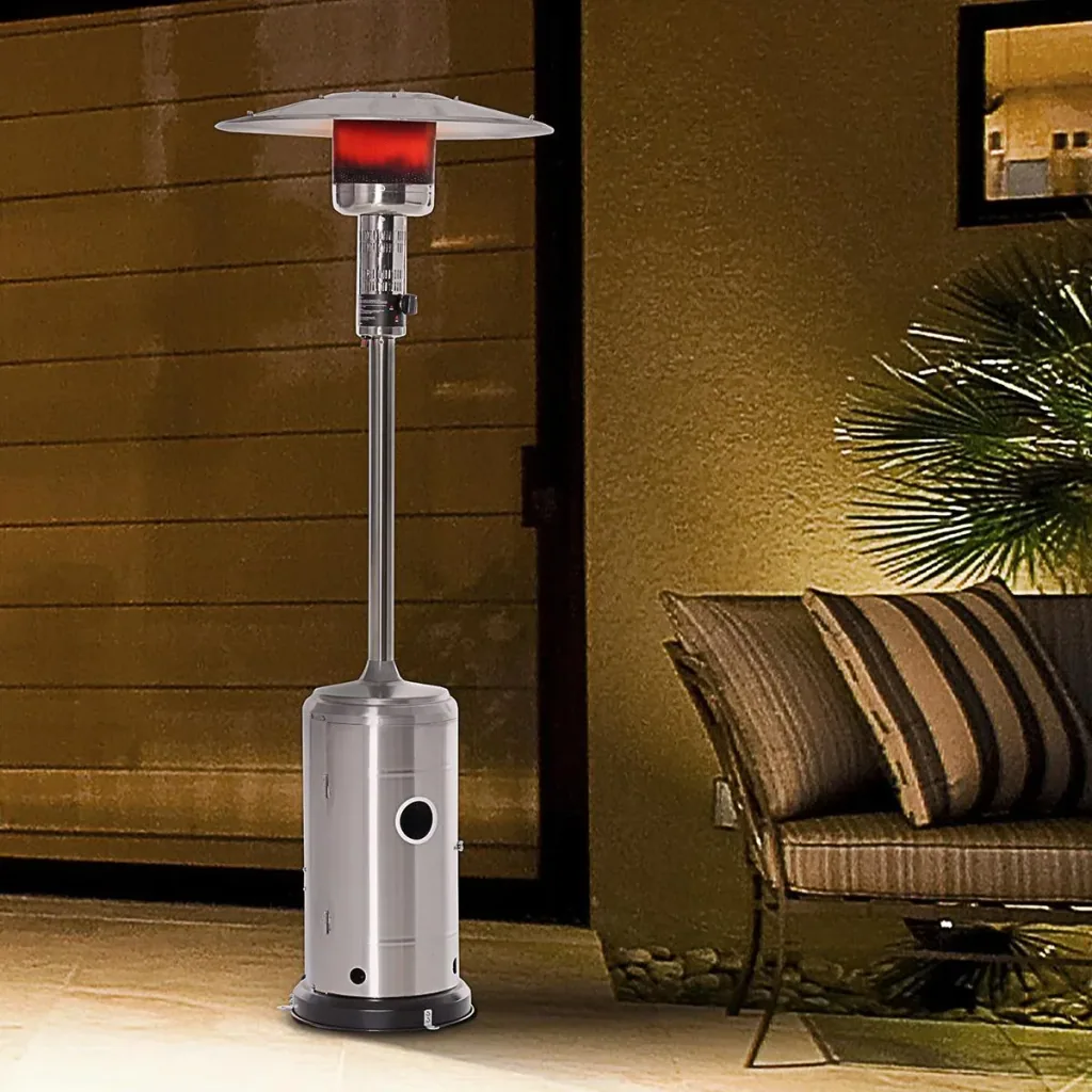 Patio heater with anti-tip switch, automatic safety shutdown, patio heater with wheels ro