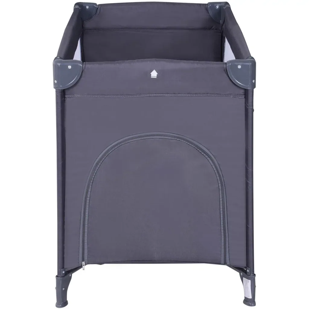 Baby bed children's travel bed foldable folding bed with mattress + wheels carrying bag black 120 x 60 x 75 cm