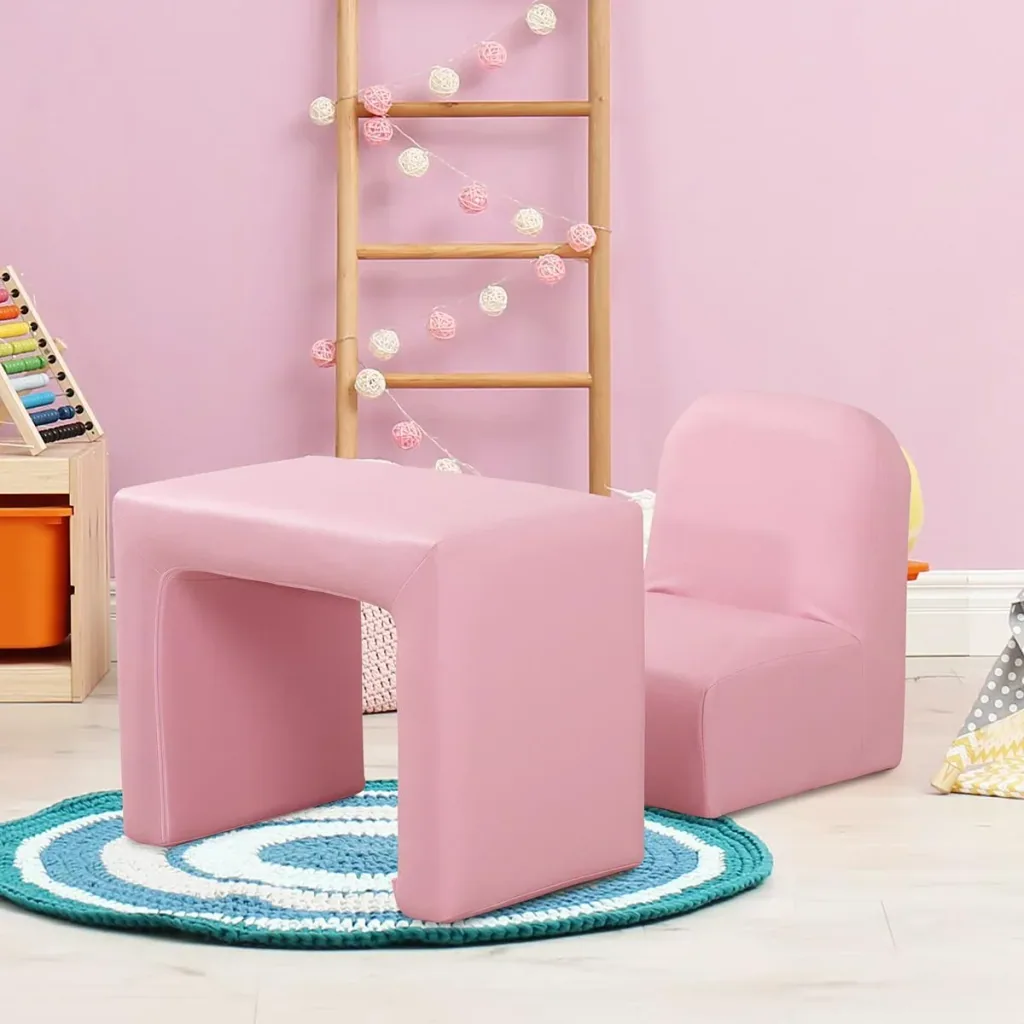 2 in 1 children's sofa table and chair pink