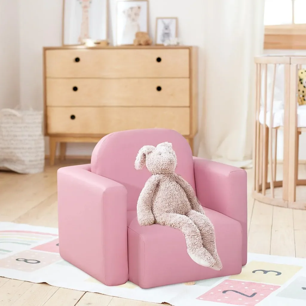 2 in 1 children's sofa table and chair pink