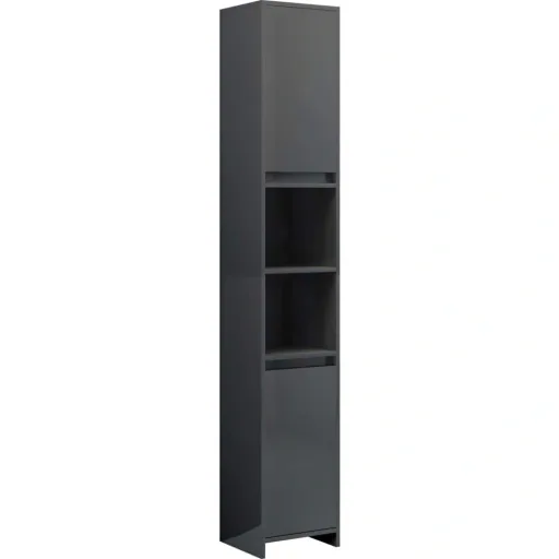 Bathroom cabinet 30x30x183.5 cm chipboard high gloss grey