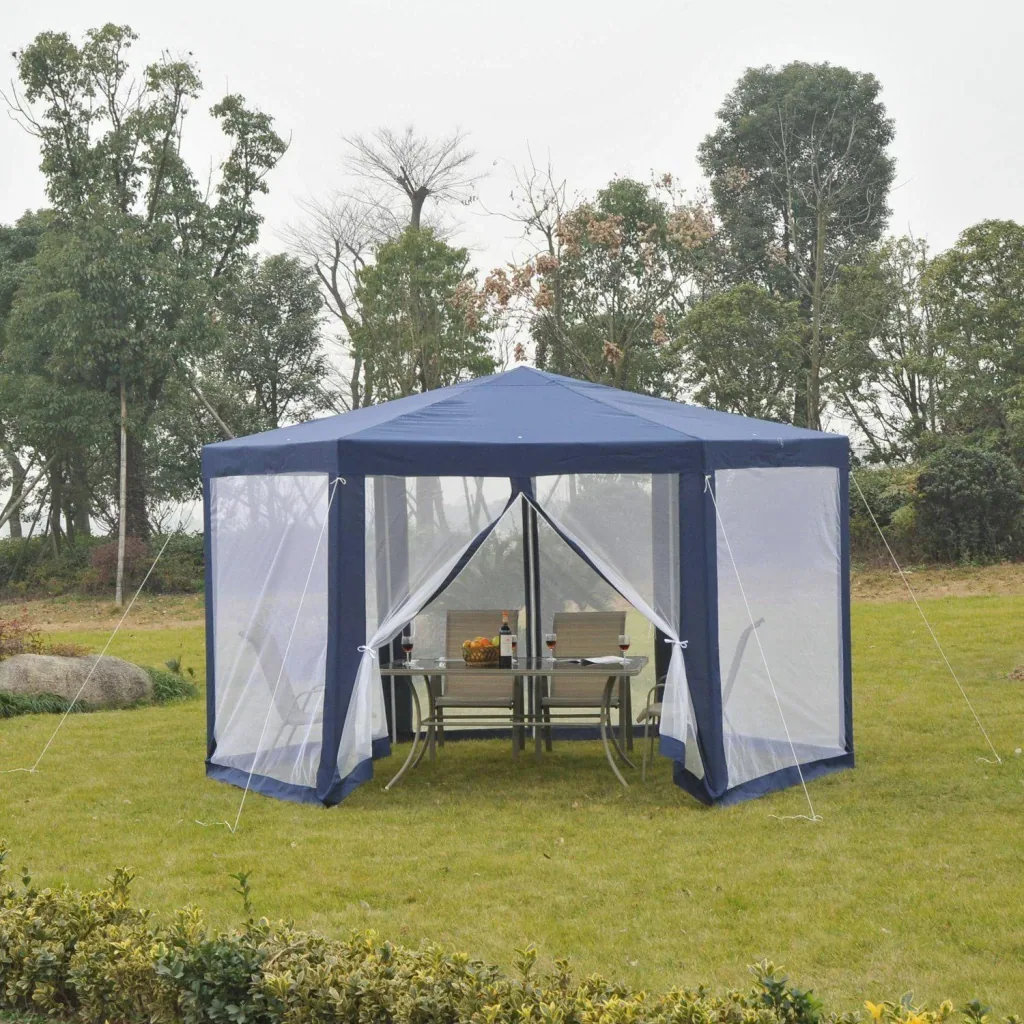 Pavilion garden pavilion hexagonal blue 3.9m x 3.9m