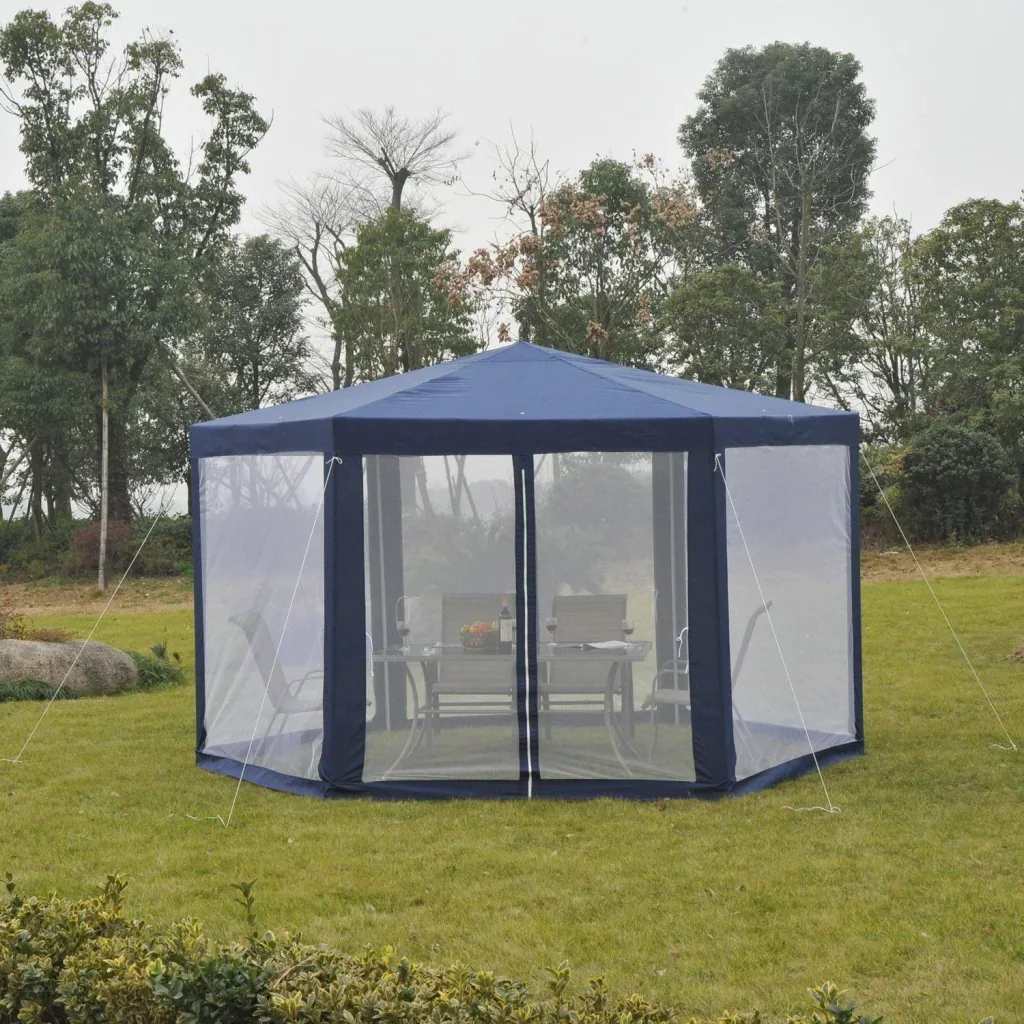 Pavilion garden pavilion hexagonal blue 3.9m x 3.9m