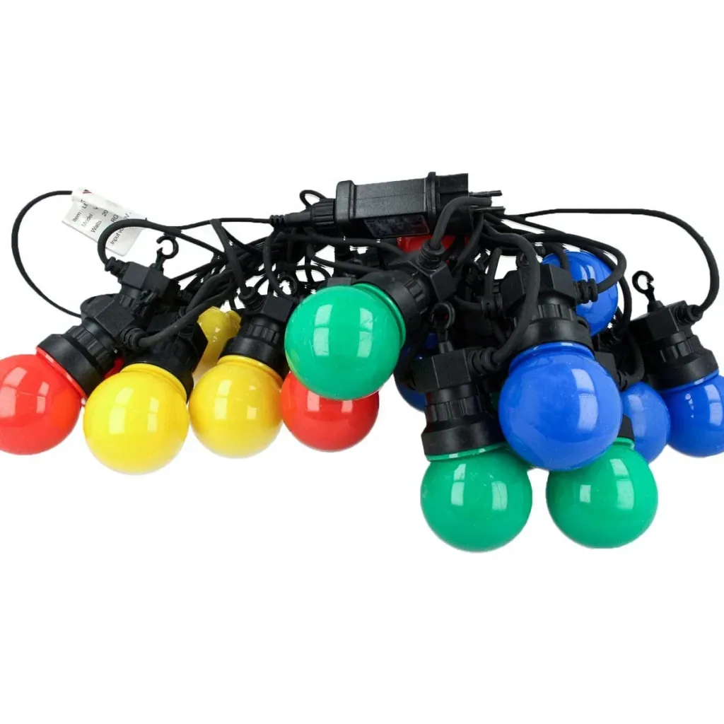 VT-71020 LED cable 10 meters with plug, including 20x 0.5W LED bulbs, RGBY, 600 lumens, IP44