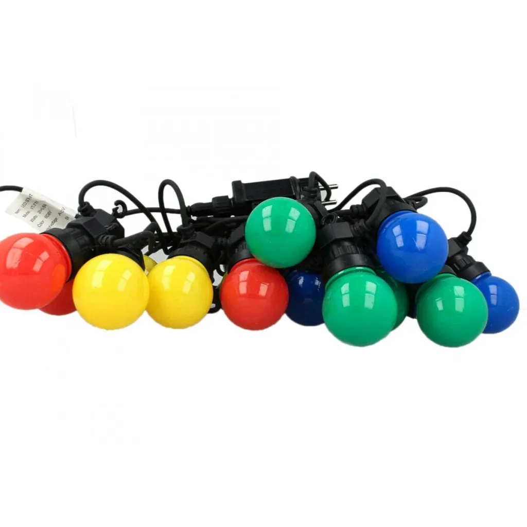 VT-71020 LED cable 10 meters with plug, including 20x 0.5W LED bulbs, RGBY, 600 lumens, IP44