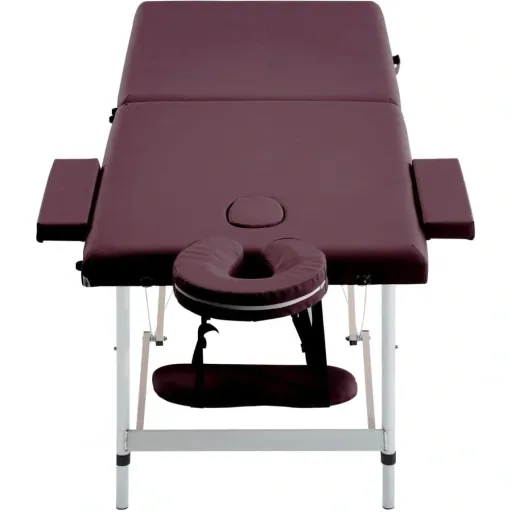Foldable massage table 2 zones aluminum purple