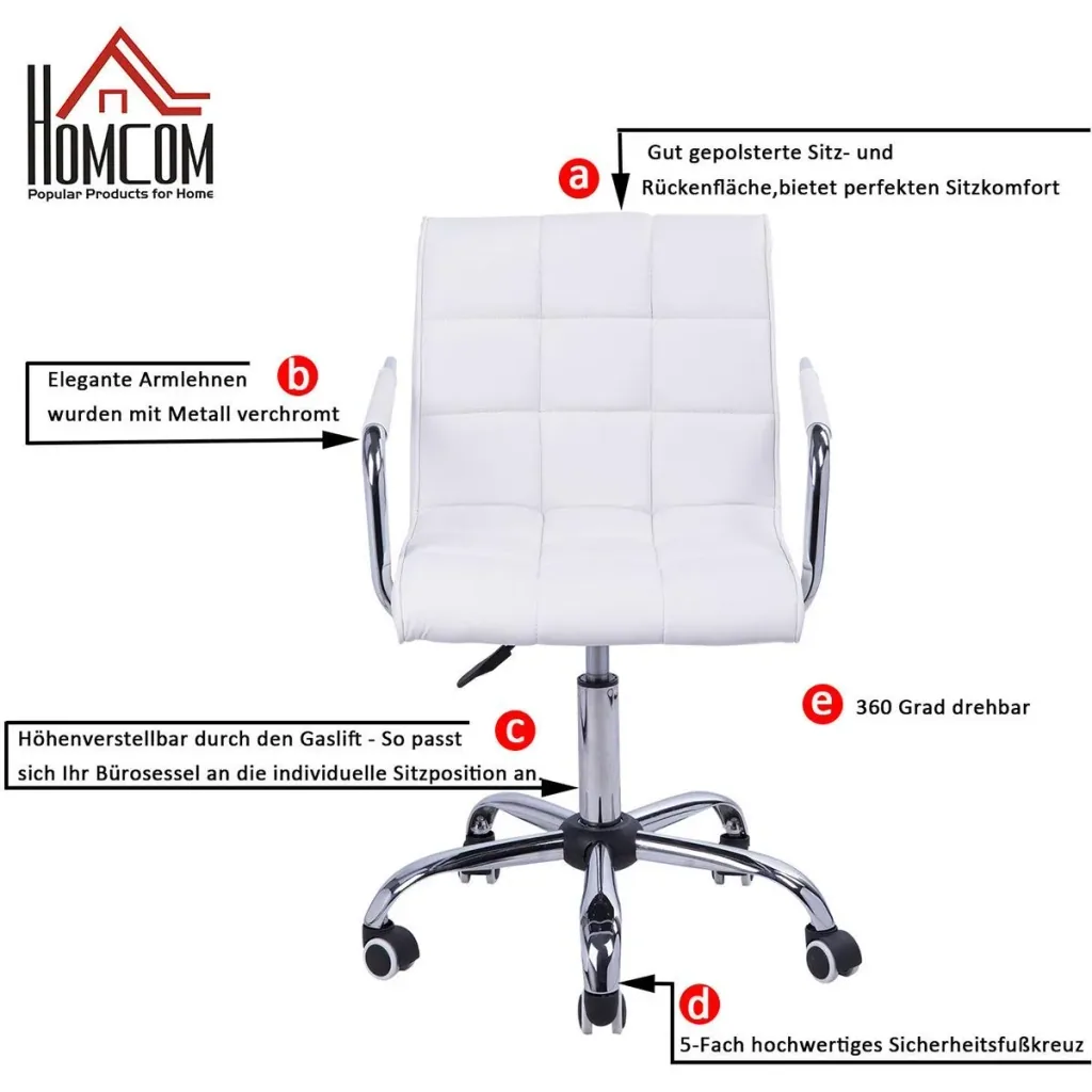 Swivel chair with curved armrests white/silver