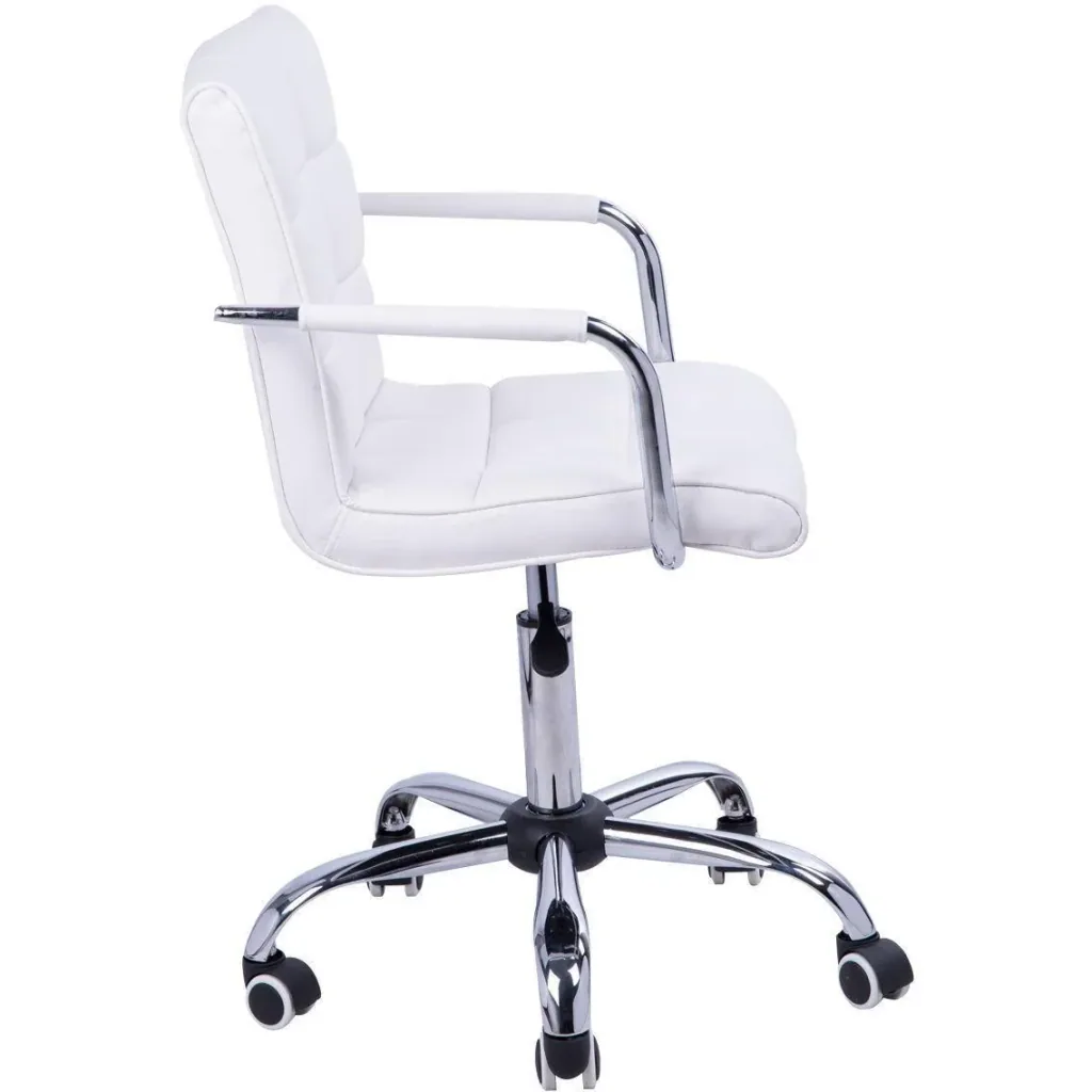 Swivel chair with curved armrests white/silver