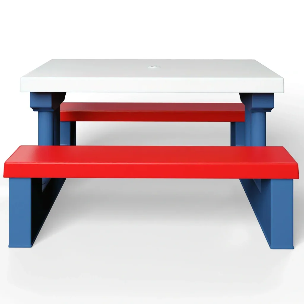Children's picnic table with parasol