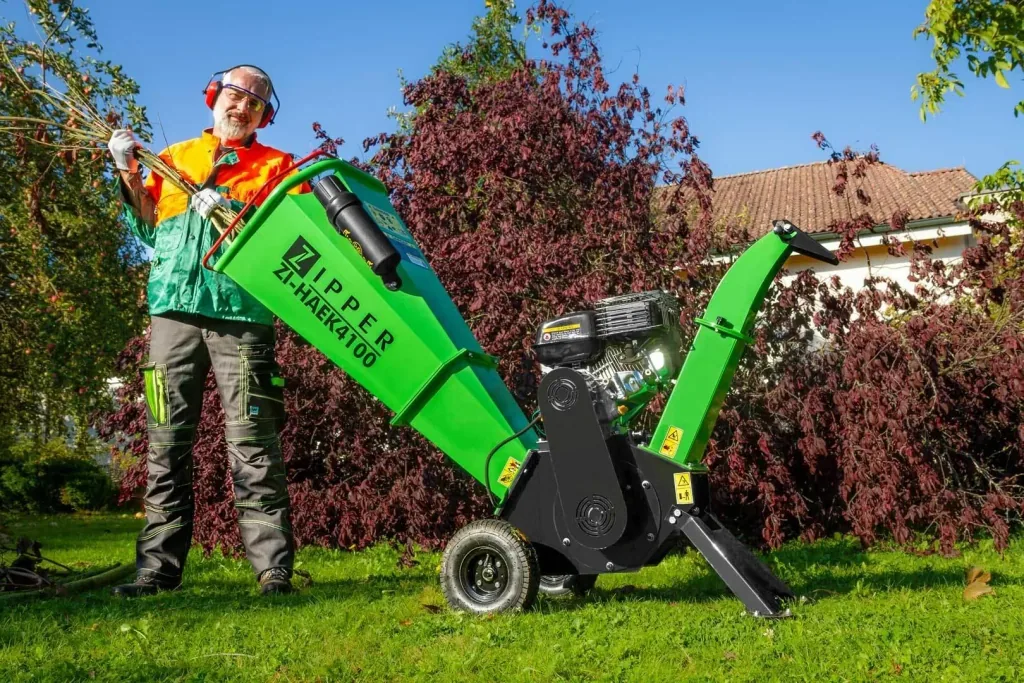 Petrol shredder "ZI-HAEK4100", with 2 reversible blades, 4100 watts, green