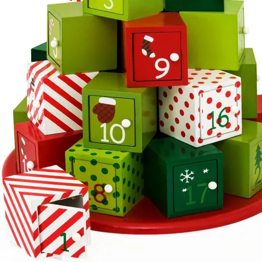 Wooden Advent Calendar - Green Red