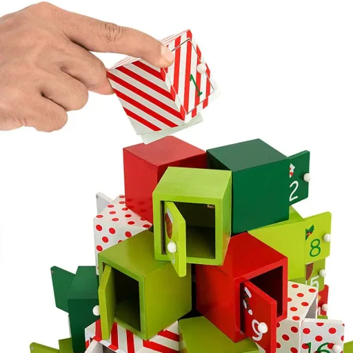 Wooden Advent Calendar - Green Red