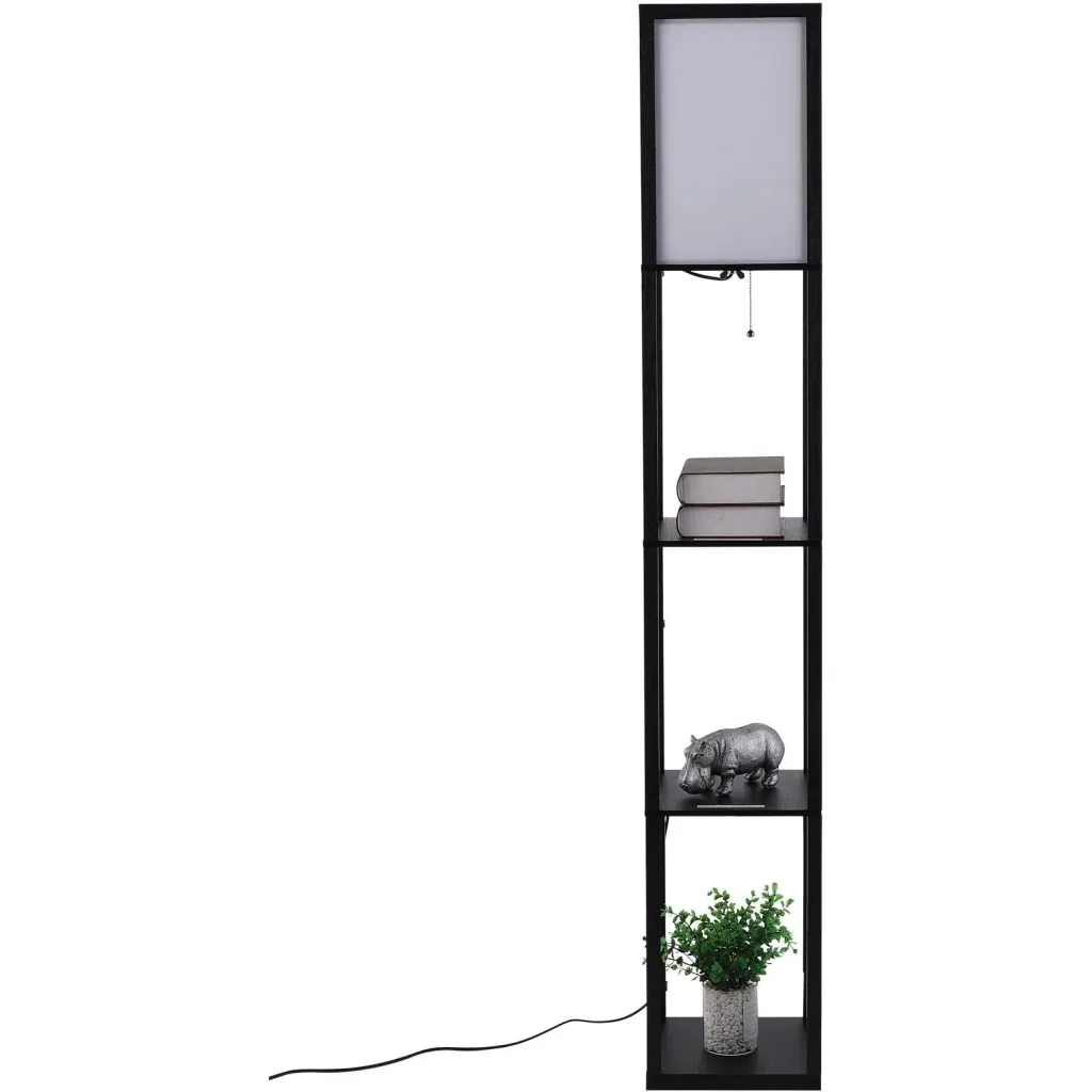 Floor lamp with shelves interior lighting floor lamp E27 up to 40W wood black 26 x 26 x 160 cm