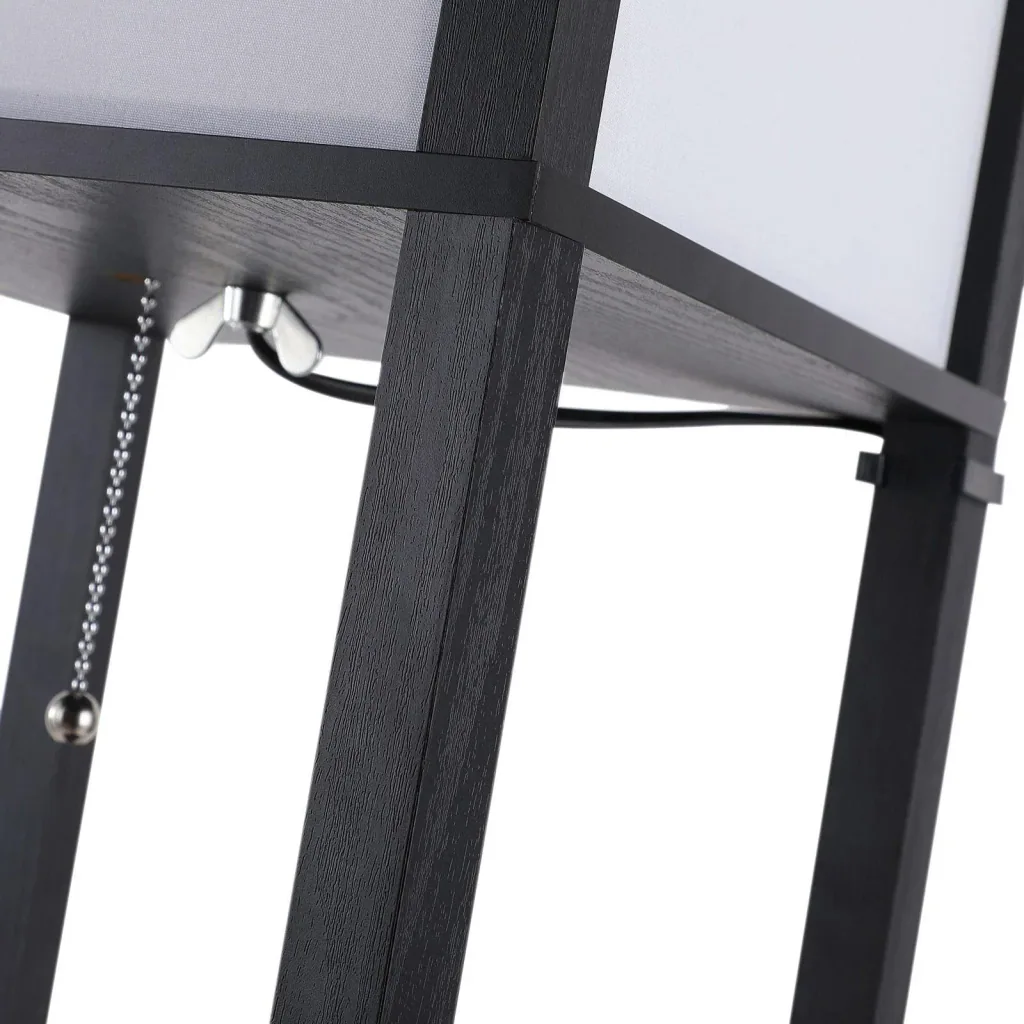 Floor lamp with shelves interior lighting floor lamp E27 up to 40W wood black 26 x 26 x 160 cm