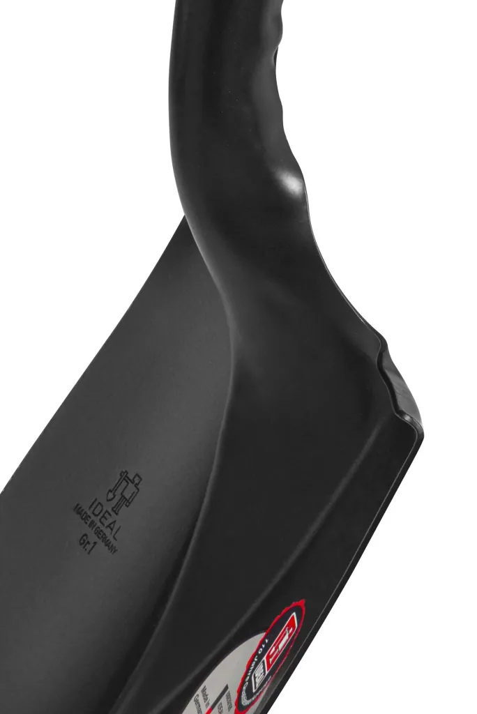 Small spade, serrated edge, size 1, kick guard, hardened, black powder-coated, 120 cm ash handle