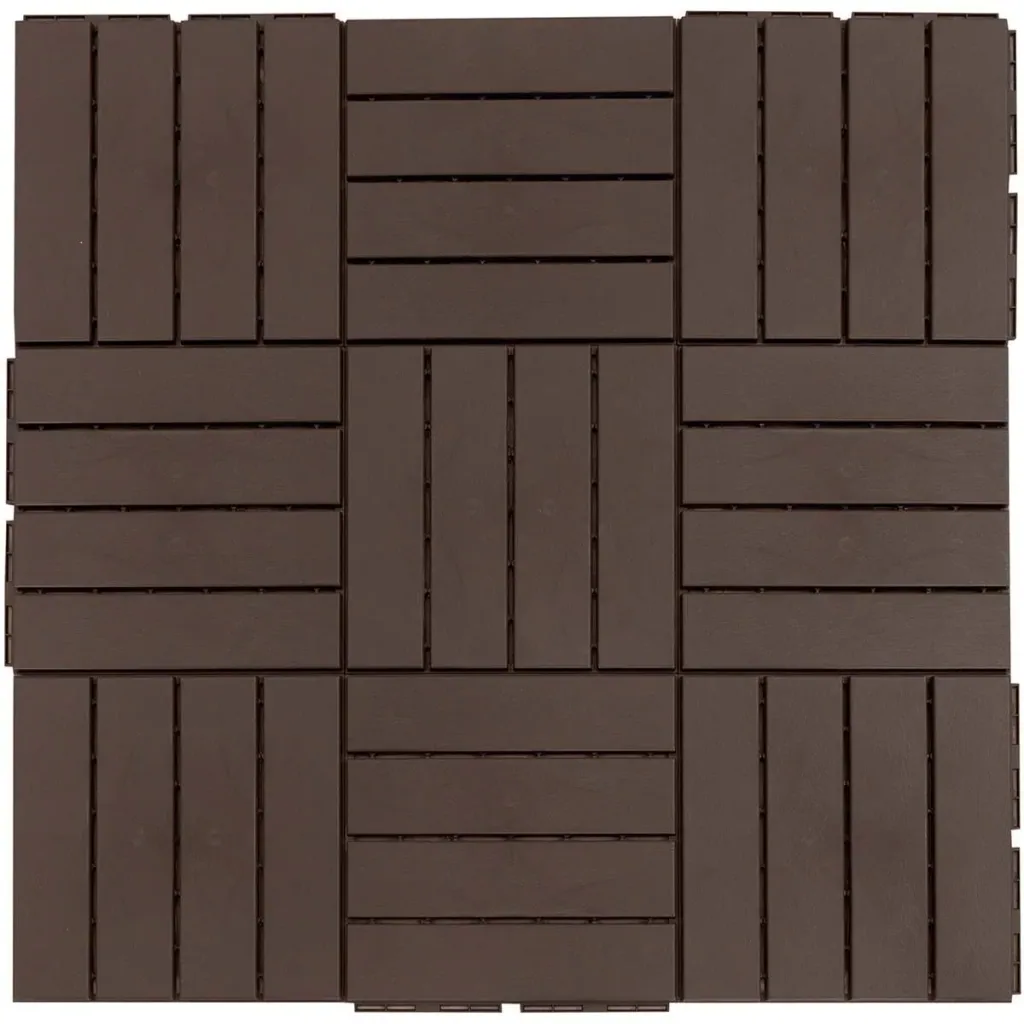 Set of 9 floor tiles, click mechanism, wood grain, brown, 30 x 30 x 2 cm (size per tile)