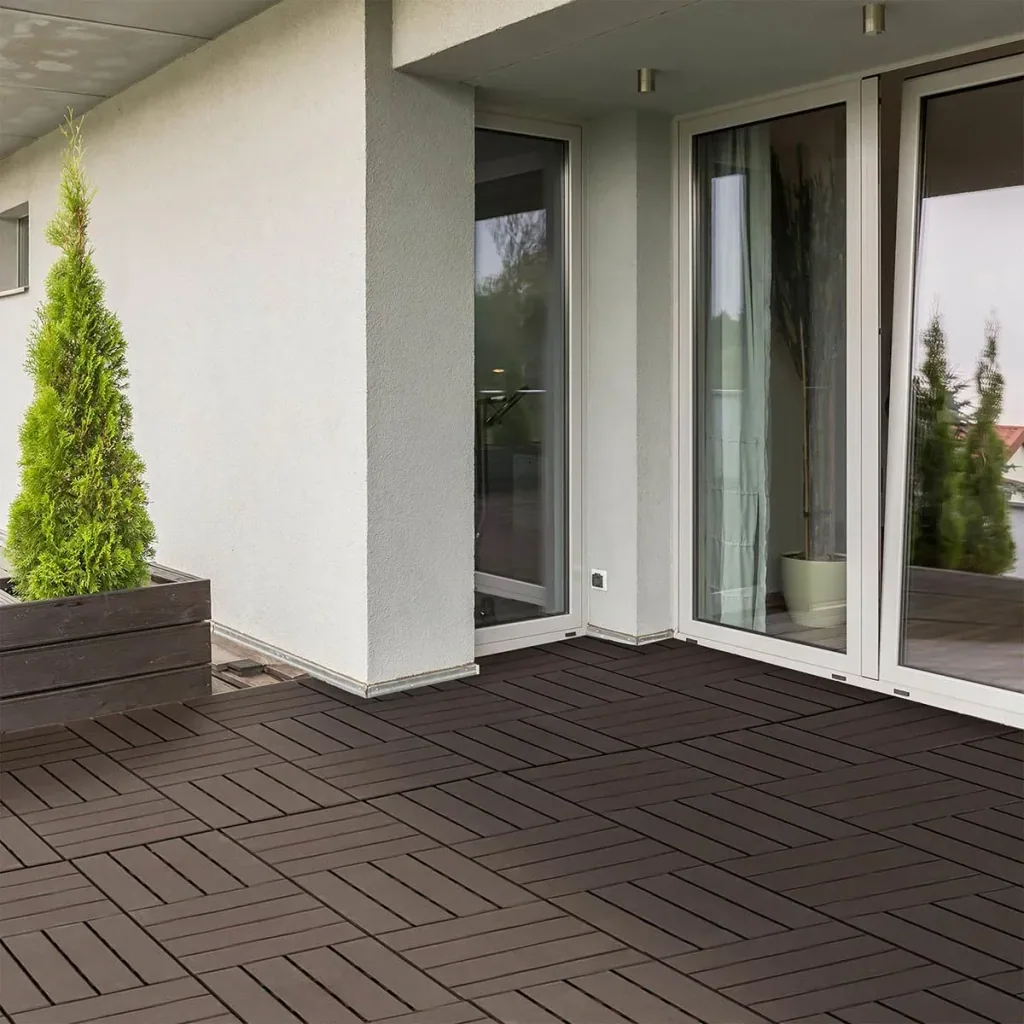 Set of 9 floor tiles, click mechanism, wood grain, brown, 30 x 30 x 2 cm (size per tile)