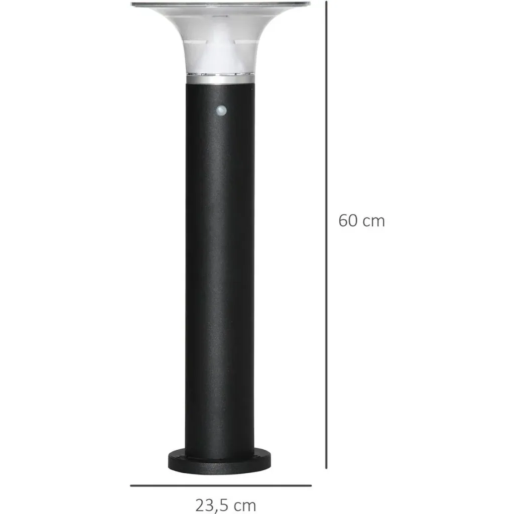 Garden lamp with solar panel, black 23.5 cm x 60 cm