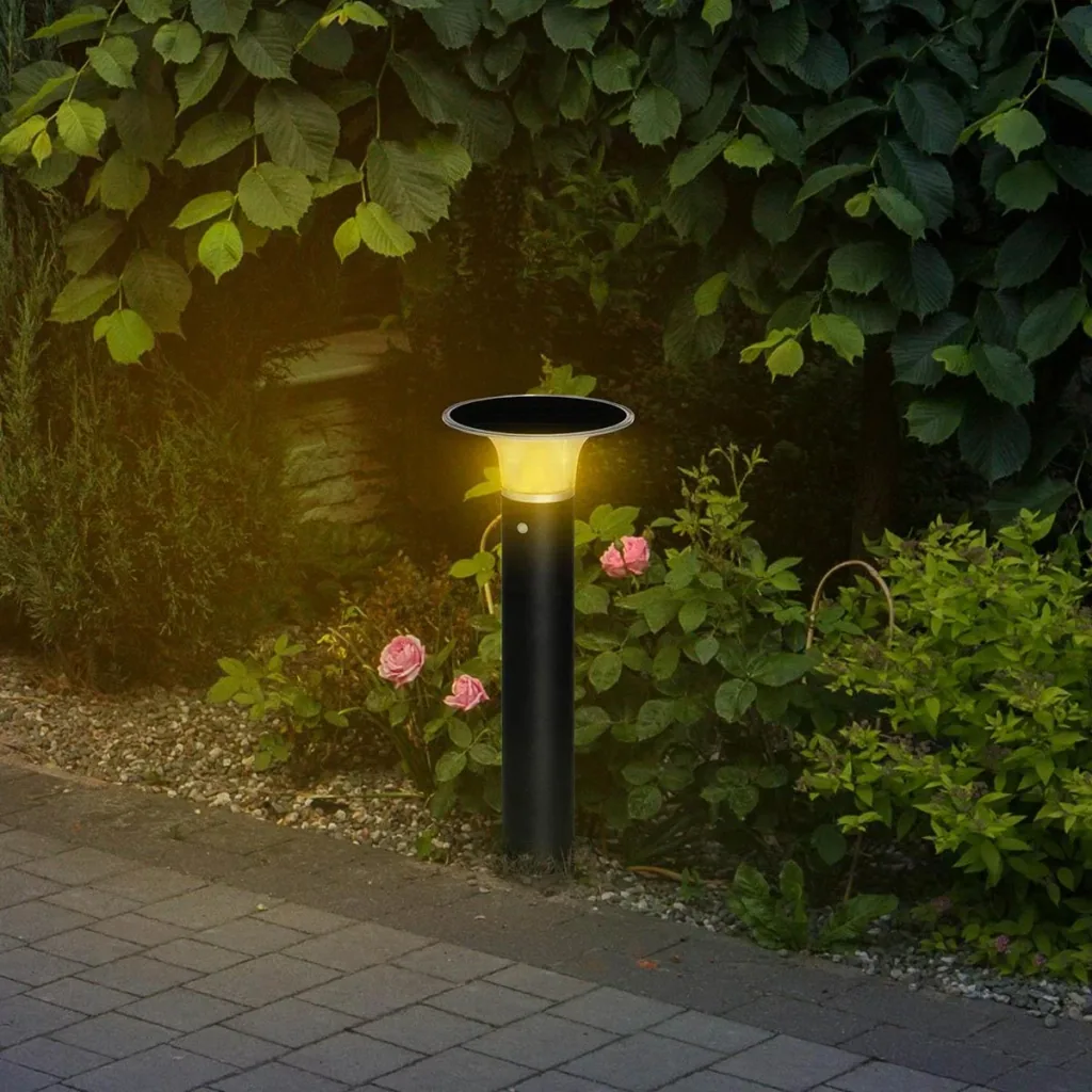 Garden lamp with solar panel, black 23.5 cm x 60 cm